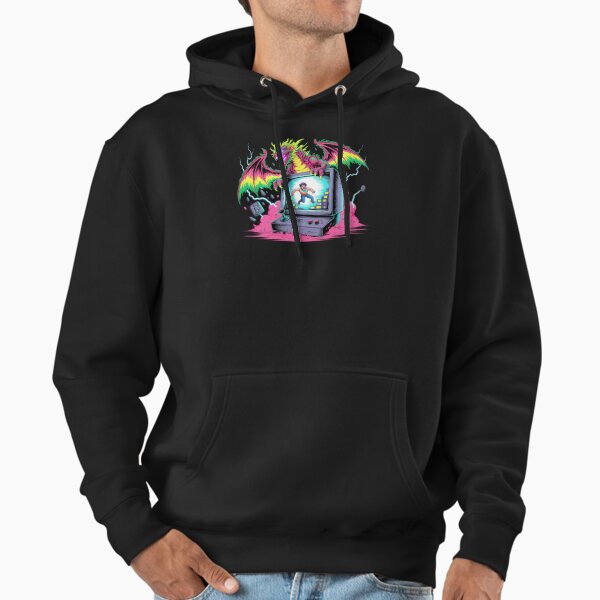 Vintage dragon with retro hand game ,Legendary Animals,dragon art,Legendary dragon Hoodie