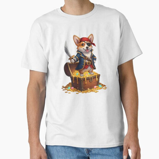Pirate Corgi Treasure Hunter Adventure T-Shirt