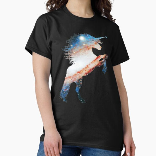 Legendary Animals Andromeda Galaxy Unicorn Outer Space Fairy Tale Rearing Unicorn Silhouette T-Shirt