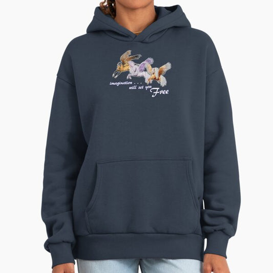Imagination Will Set You Free Flying Pegasus Horses Hoodie