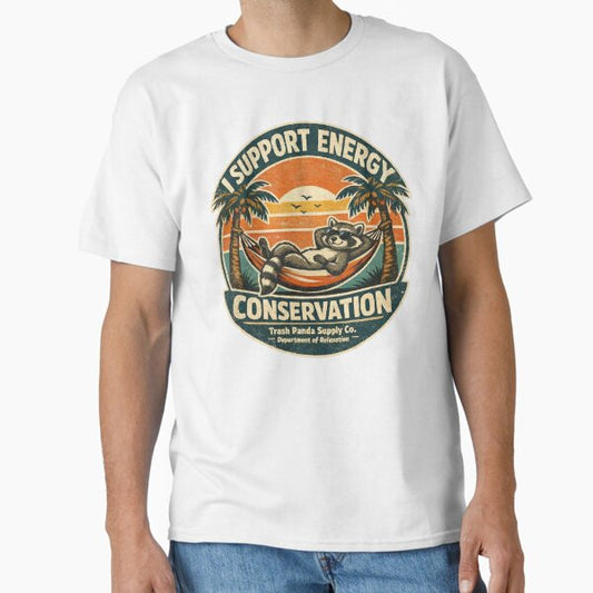 Energy Conservation Funny Raccoon Vintage Relaxation T-Shirt