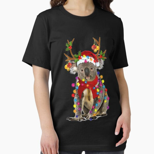 Koala Dog Gorgeous Reindeer Christmas Lights Tree Scarf Xmas Santa Claus T-Shirt