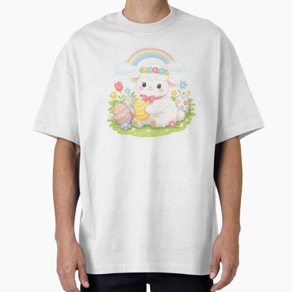 Cute Easter Lamb with Spring Flowers T-Shirt
