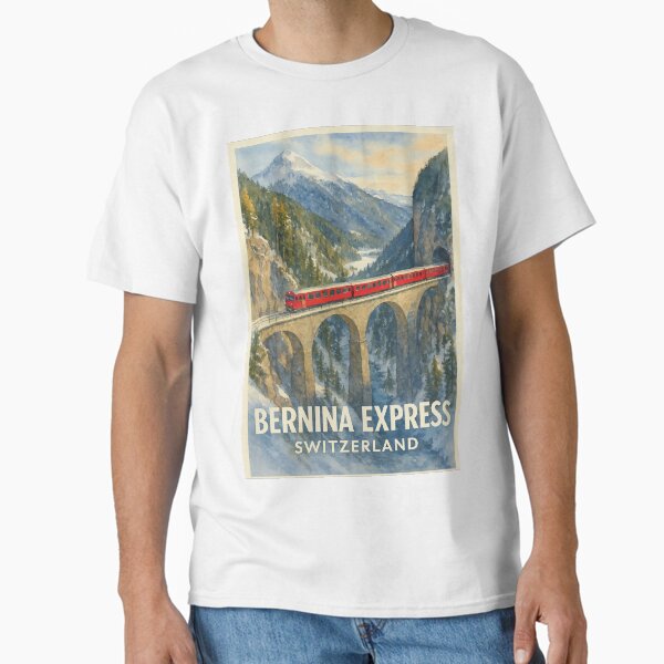 Bernina Express Train Crossing Alpine Bridge T-Shirt