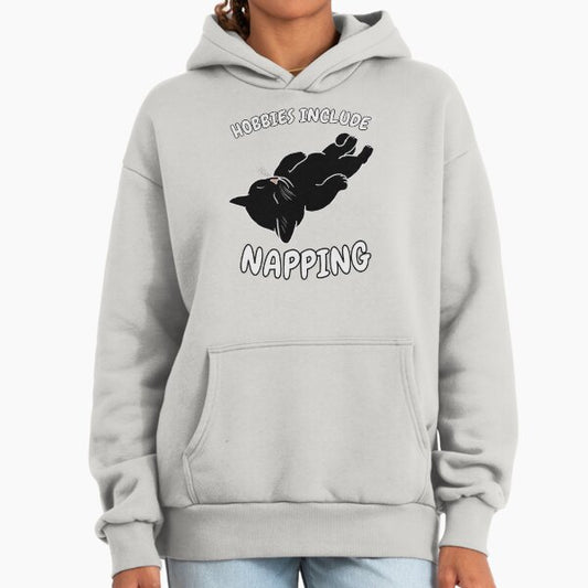 Hobbies Include Napping | Sleeping Black Cat Hoodie