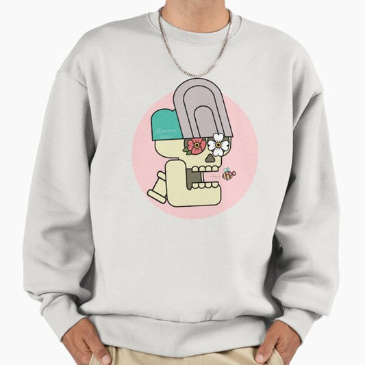Sunny / funny skeleton with flowers and bumblebee Sweatshirt