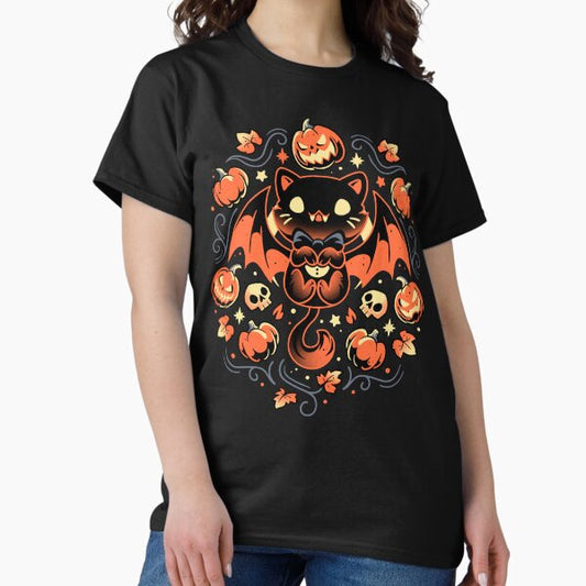 Midnight Pumpkin Cat - Cute Vampire Kitten T-Shirt