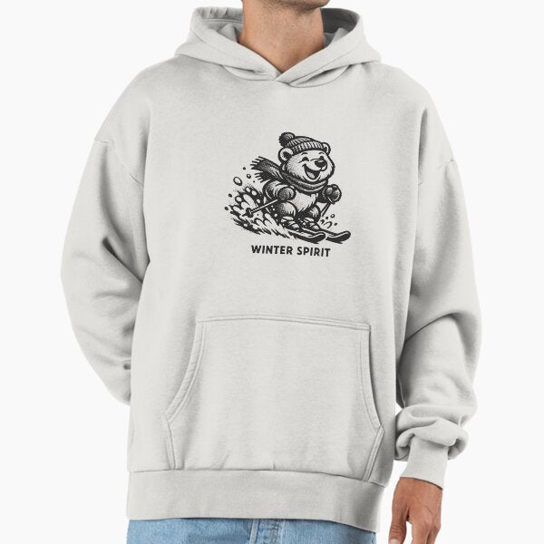Winter Spirit Ski Bear Winter Design Hoodie