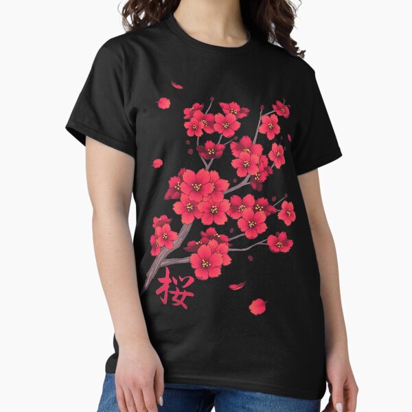Falling Red Sakura Cherry Blossom petals T-Shirt