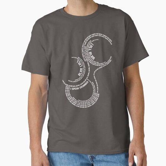 I Speak Drummer - Paradiddle Drum Rudiment RLRR LRLL Pattern (white text) T-Shirt