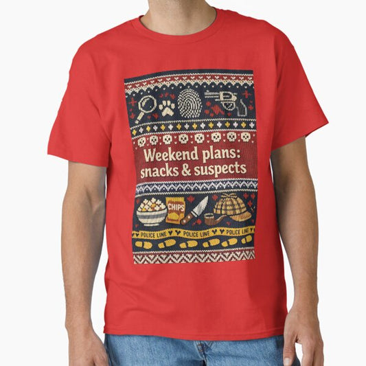 Weekend Plans Snacks and Suspects Cosplay Design T-Shirt