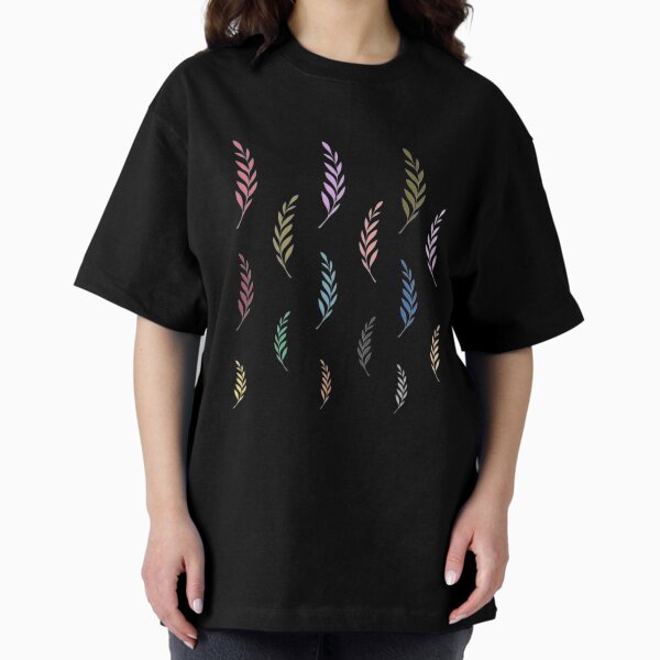 Leaf Set, Leaf Motif, Vibrant Gradient Leaves, Multicolor Leaves Pattern T-Shirt