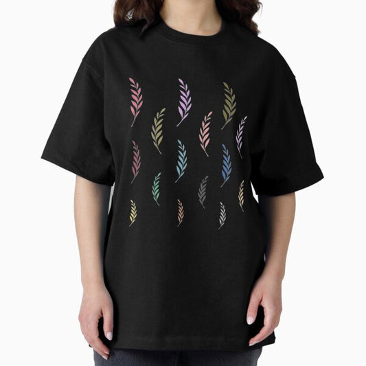 Leaf Set, Leaf Motif, Vibrant Gradient Leaves, Multicolor Leaves Pattern T-Shirt