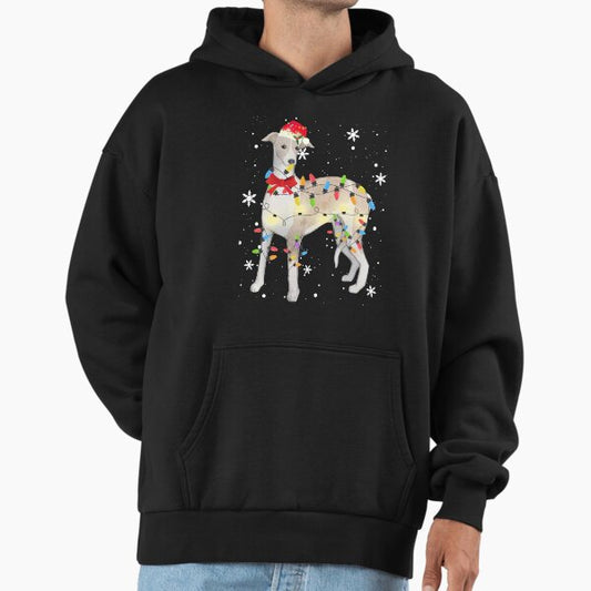 Whippet Dog Christmas Light Xmas Mom Dad Gifts Hoodie