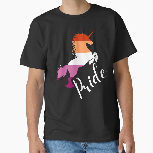 LGBTQ Pride, Unicorn in Lesbian Flag Colors T-Shirt