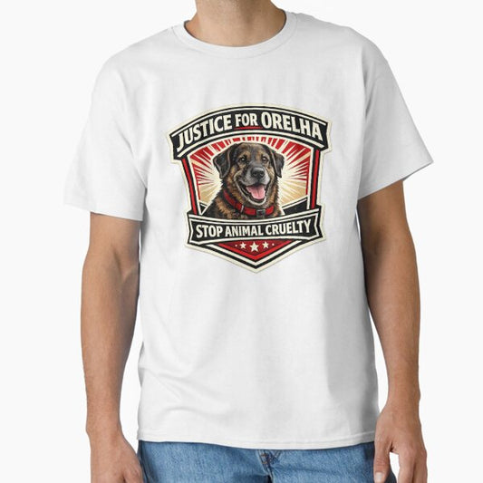 Justice for Orelha Stop Animal Cruelty Dog Badge T-Shirt