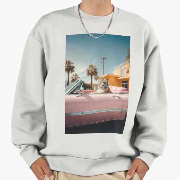 Cool Tiger in a pastel Cabrio in Palm Springs Sweatshirt