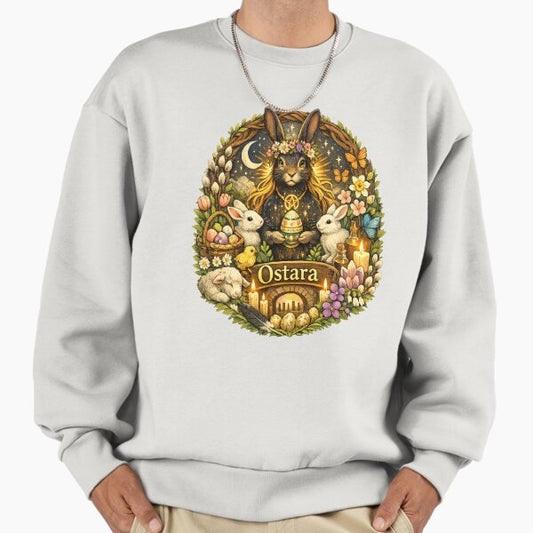 Spring Equinox Rabbit – Ostara Wreath Design Sweatshirt