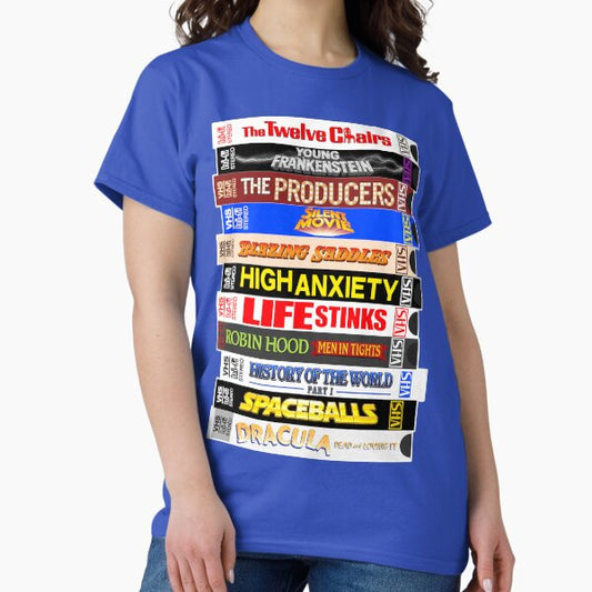 Mel Brooks VHS Movie Filmography Stack T-Shirt