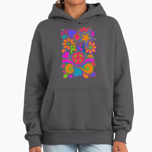 Fun and Funky Flower Power Peace and Love Hippy Art Hoodie