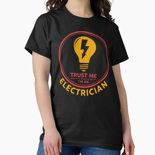 Trust Me I'm An Electrician Retro Light Bulb Badge T-Shirt