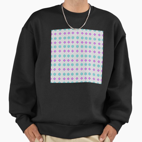 Turquoise Flowers and Magenta Diamonds on Light Grey background pattern Sweatshirt