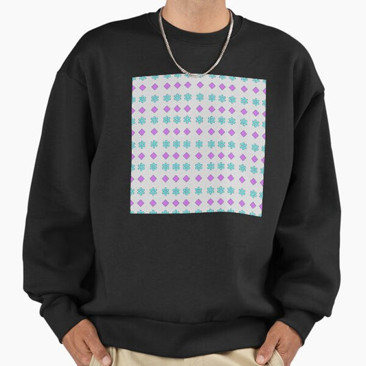 Turquoise Flowers and Magenta Diamonds on Light Grey background pattern Sweatshirt