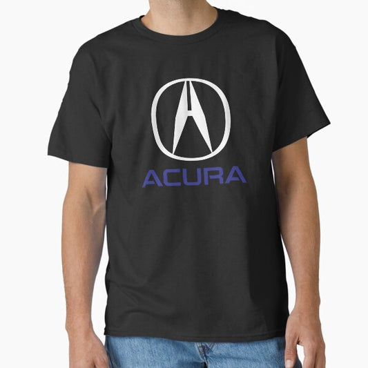 White Big Logo with Blue Text Below T-Shirt