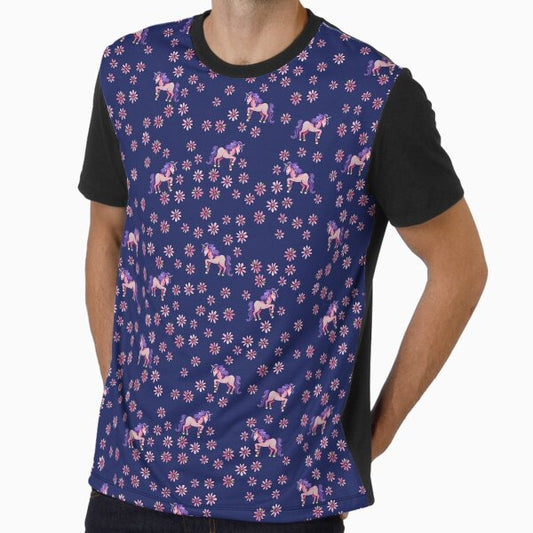 Unicorn Flowers Graphic T-Shirt