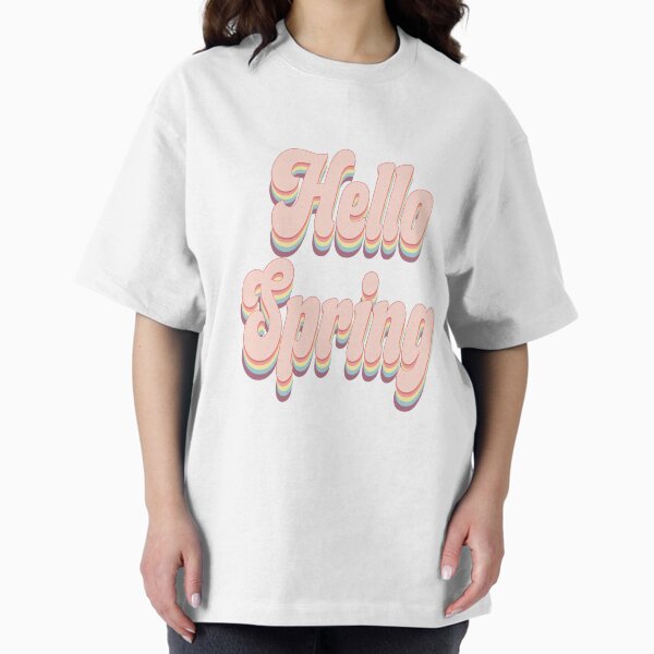 Hello Spring Floral Typography – Cute Spring Aesthetic Design – Pastel Seasonal Nature Art T-Shirt