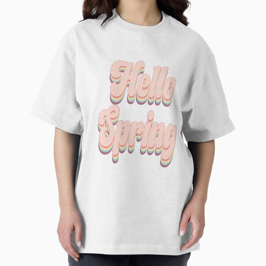Hello Spring Floral Typography – Cute Spring Aesthetic Design – Pastel Seasonal Nature Art T-Shirt