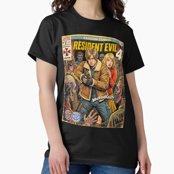 Resident Evil 4 Leon and Ashley Comic Retro Gaming Art T-Shirt