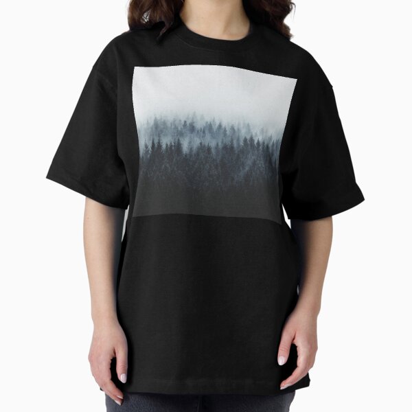 High And Low // Dark Romantasy Moody Wilderness Dream Forest With Cascadia Trees Covered In Fog T-Shirt