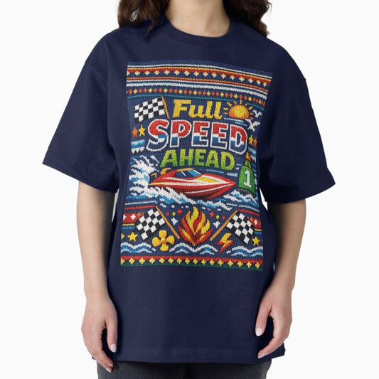 Full Speed Ahead Speedboat Motorboat Knitting Pattern T-Shirt