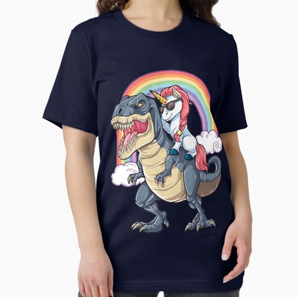 Unicorn Riding Dinosaur T Shirt T-Rex Funny Unicorns Party Rainbow Squad Gifts for Kids Boys Girls T-Shirt