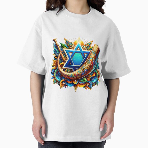 Israel: A Tapestry of Tradition - Star of David, Shofar, and Hamsa T-Shirt