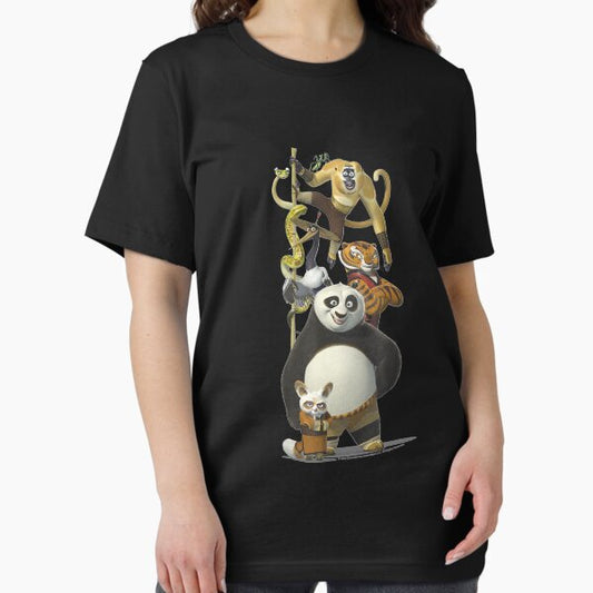 Kung Fu Bear Po And The Furious Five Portrait T-Shirt