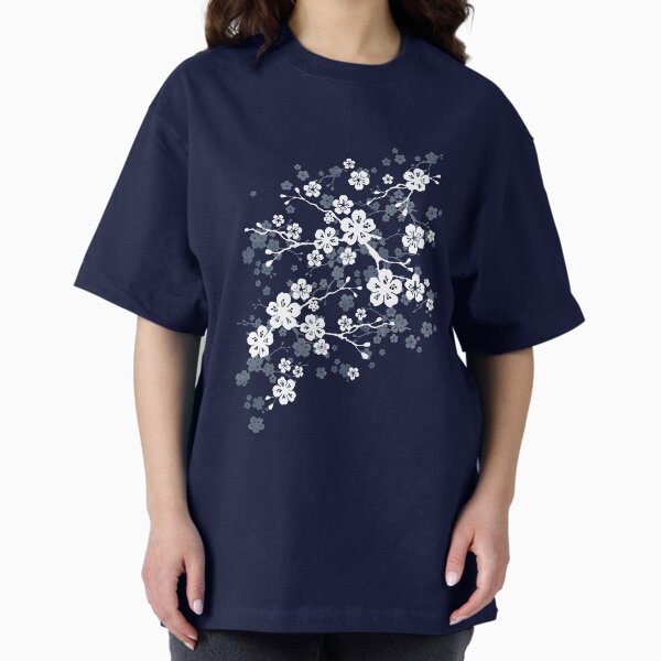 Navy and white cherry blossom pattern T-Shirt
