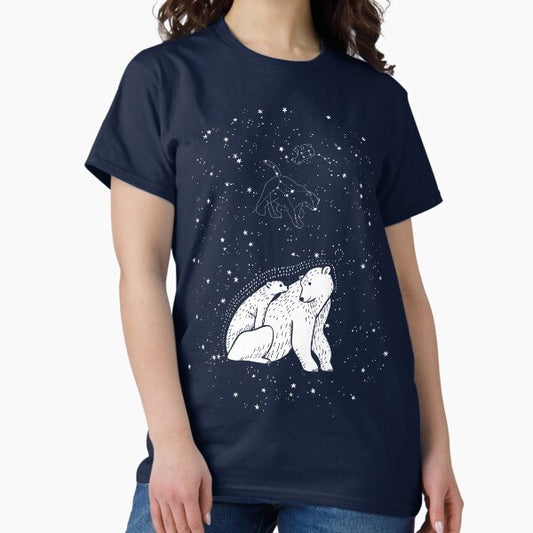 Polar Bear and Constellation Arctic Night Sky Stars T-Shirt