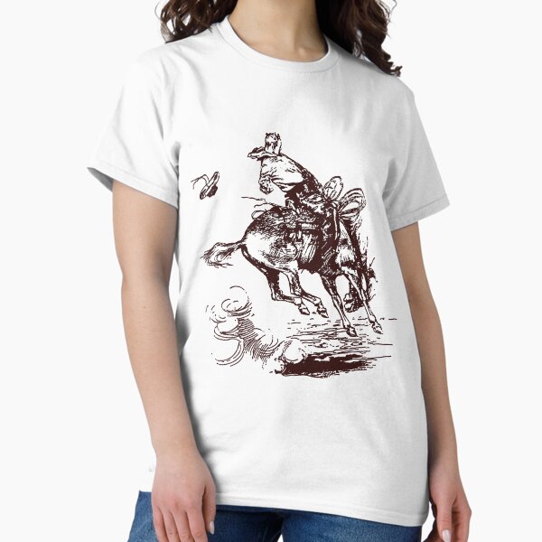 Cowboy on Bucking Bronco Vintage Illustration T-Shirt
