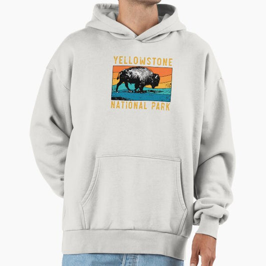 Vintage Yellowstone National Park Gifts Usa Bison Buffalo Hoodie