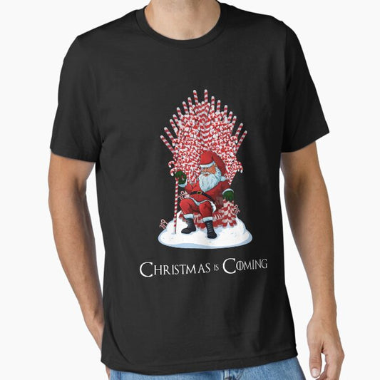 Christmas Is Coming Santa Candy Cane Throne T-Shirt T-Shirt