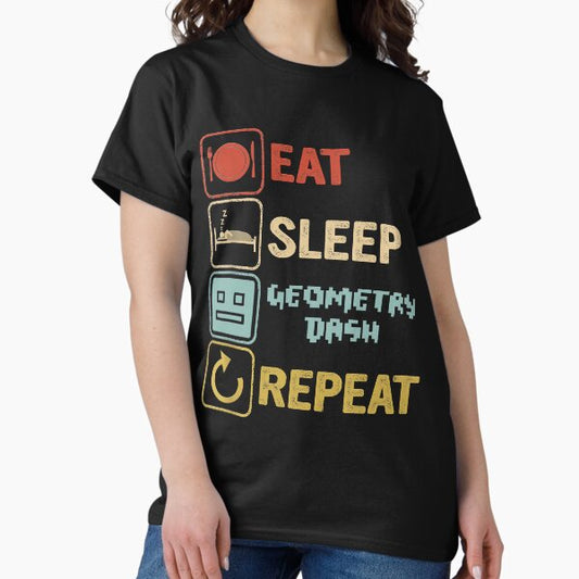 Funny eat sleep geometry dash repeat retro vintage, geometry dash Dad Gift, Fathers Day, kids Birthd T-Shirt