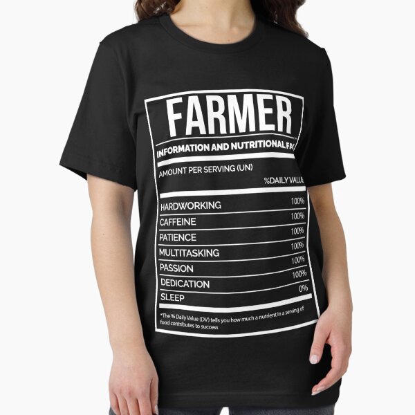 Farmer Funny Farming Nutrition Label| Perfect Gift T-Shirt