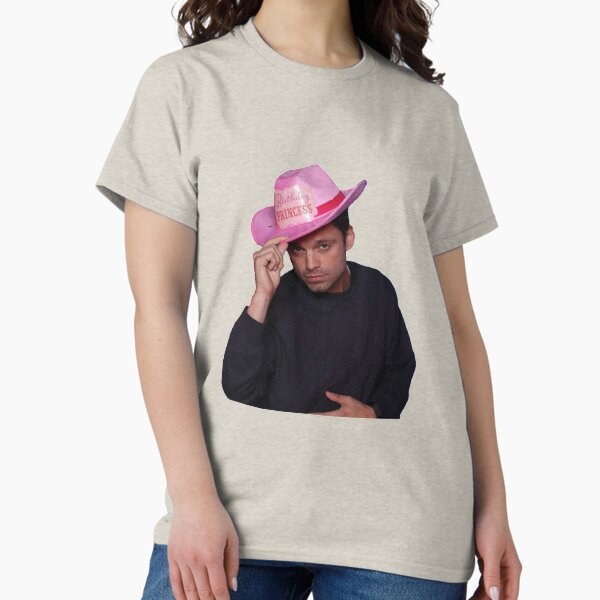 Yee Haw! Sebastian Stan with Pink birthday Princess Cowboy Hat T-Shirt