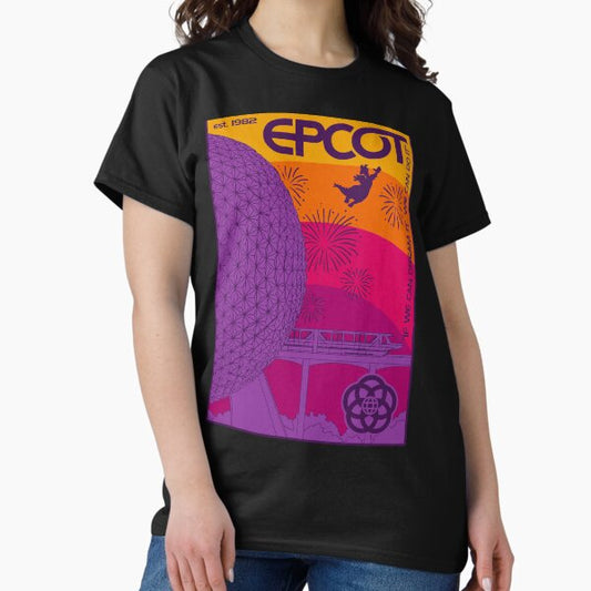 Epcot - Retro Rainbow Figment Fireworks - poster T-Shirt