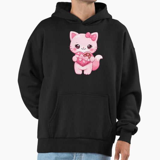 Pink Cat with chocolates Hoodie