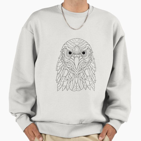 Abstract Hawk Essence: Intricate Line Art Interpretation Sweatshirt