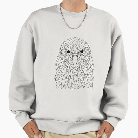 Abstract Hawk Essence: Intricate Line Art Interpretation Sweatshirt