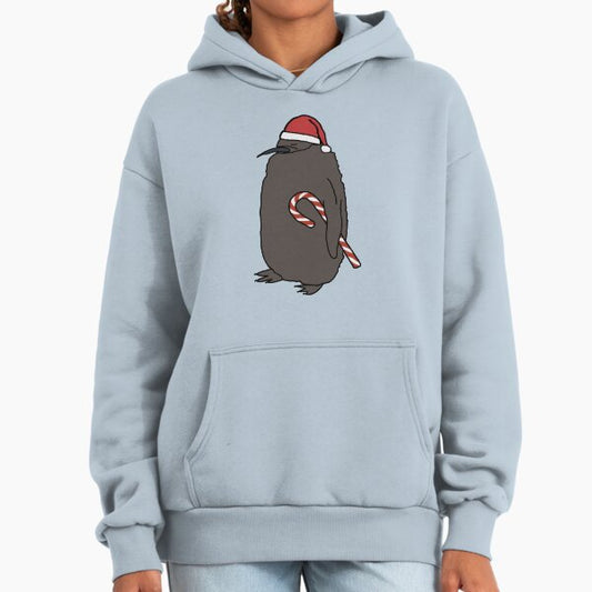 Christmas Pesto Penguin Candy Cane Santa Hat Hoodie